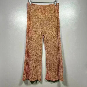 ZARA Ribbed Cropped Culotte Boho Hippie Knit Pants Trousers Flare Leg Women S